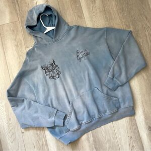 Rose in Good Faith Sweatshirt azure hoodie unisex Blue (medium) streetwear faded